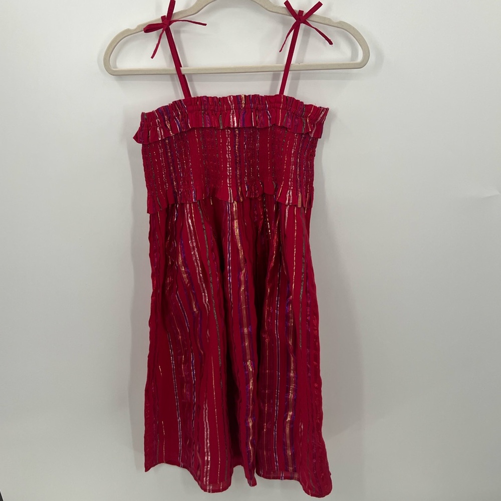 Crewcuts red smocked stripe dress